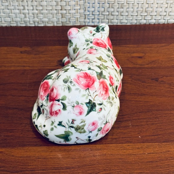 🌟4xHP🌟VTG Porcelain Sleeping Pink Chintz Cat Figurine Formalities Baum Brothers - Picture 5 of 7